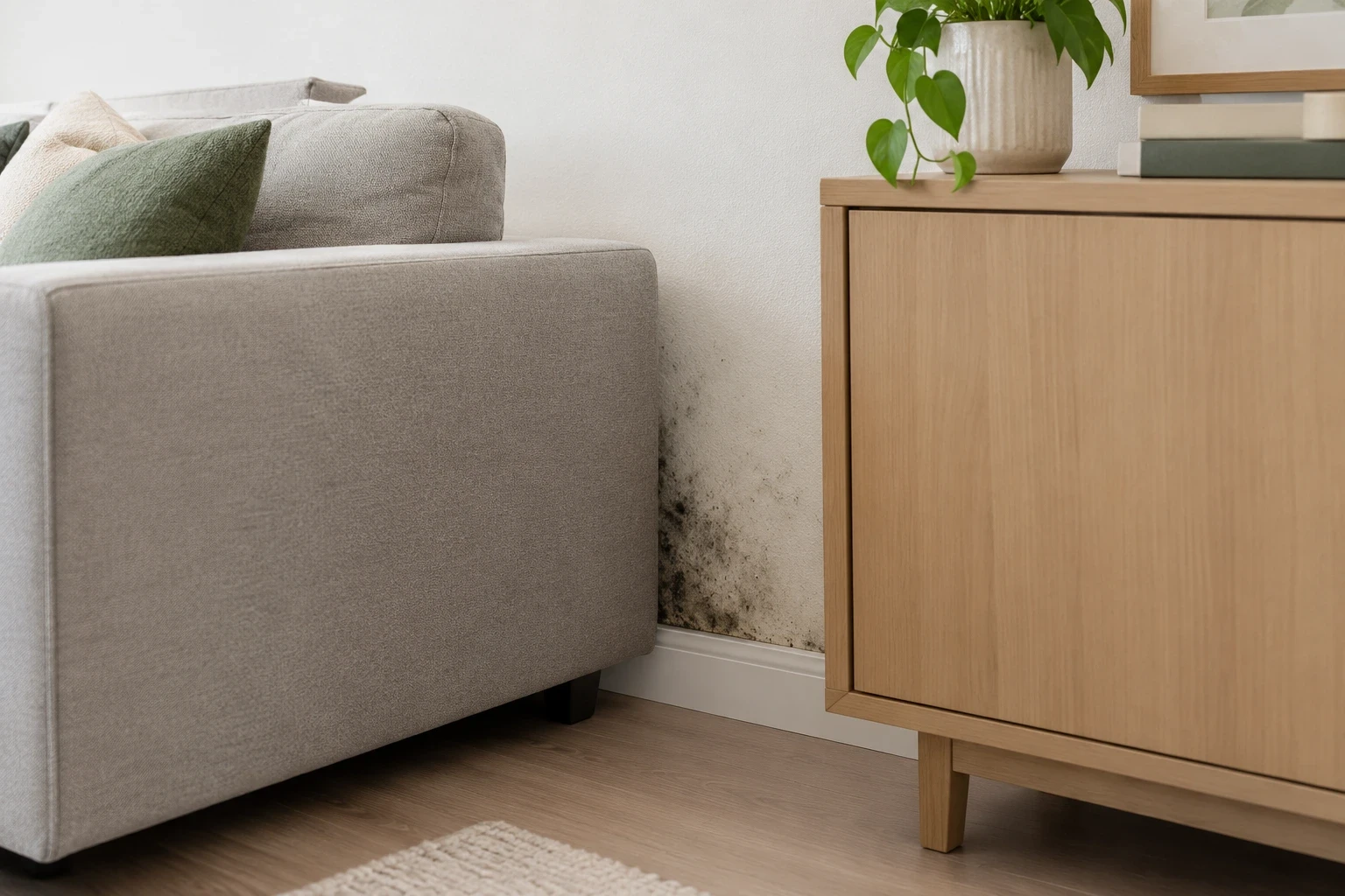Mold Behind The Modern Sofa