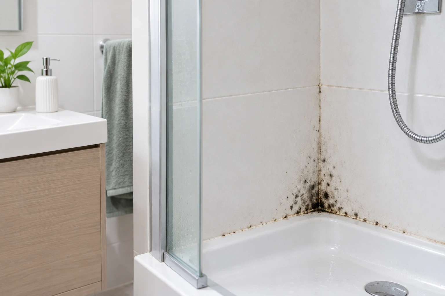 Moldy Grout In Modern Bathroom