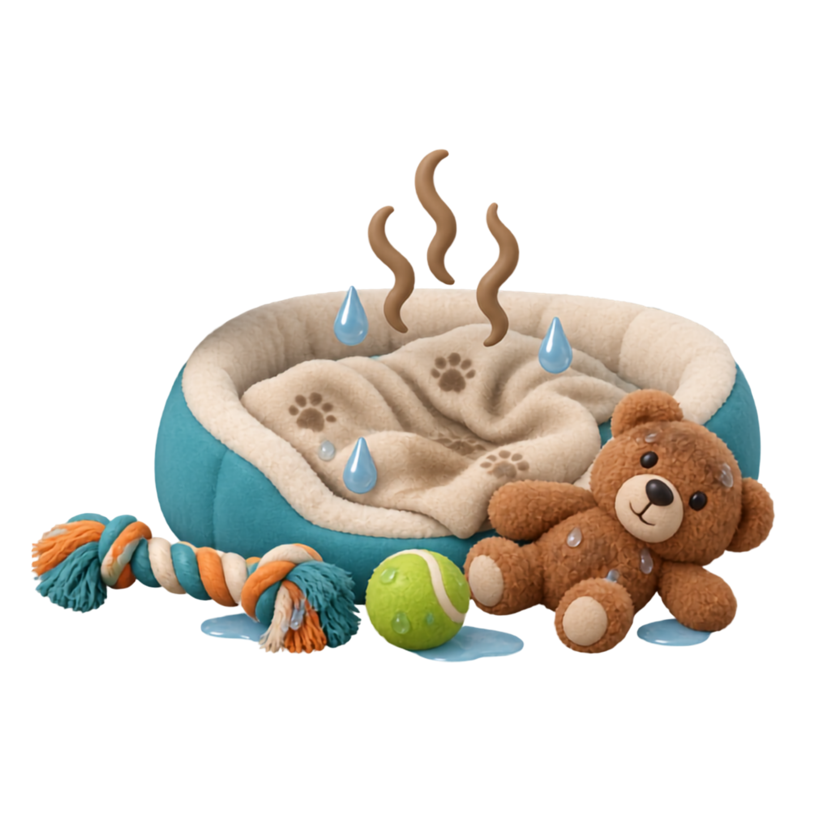 Damp Pet Bedding Or Toys